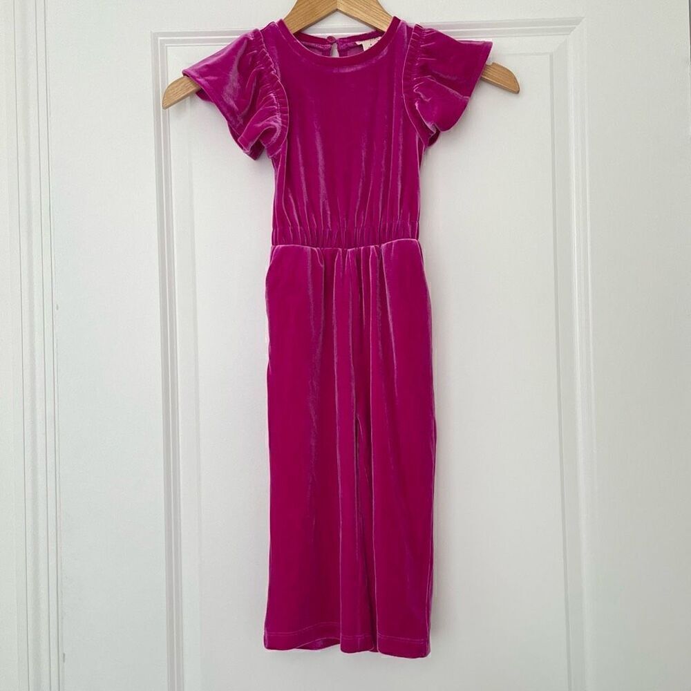 Crewcuts Bright Fuschia Pink Velour Jumpsuit Size 2